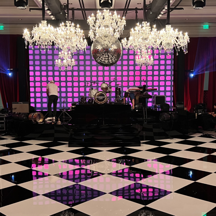 "Diamond Inlay" in Black and White Checkered Acrylic Dance Floor in High Gloss