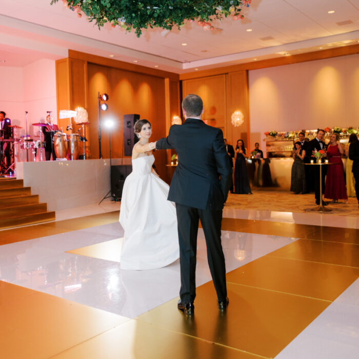 Bullseye Gold and White Acrylic Dance Floor in High Gloss