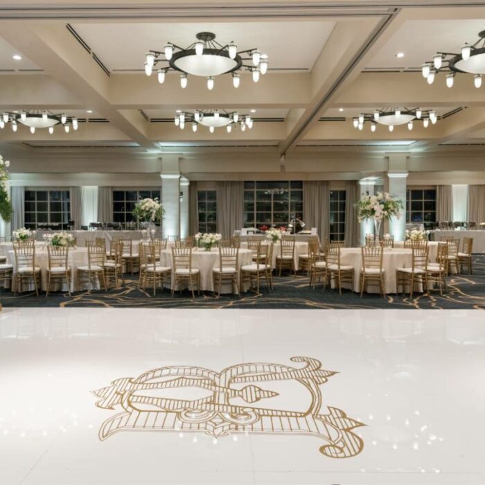 Omni @ Barton Creek Gold Monogram White Acrylic Floor in High Gloss Lateral View