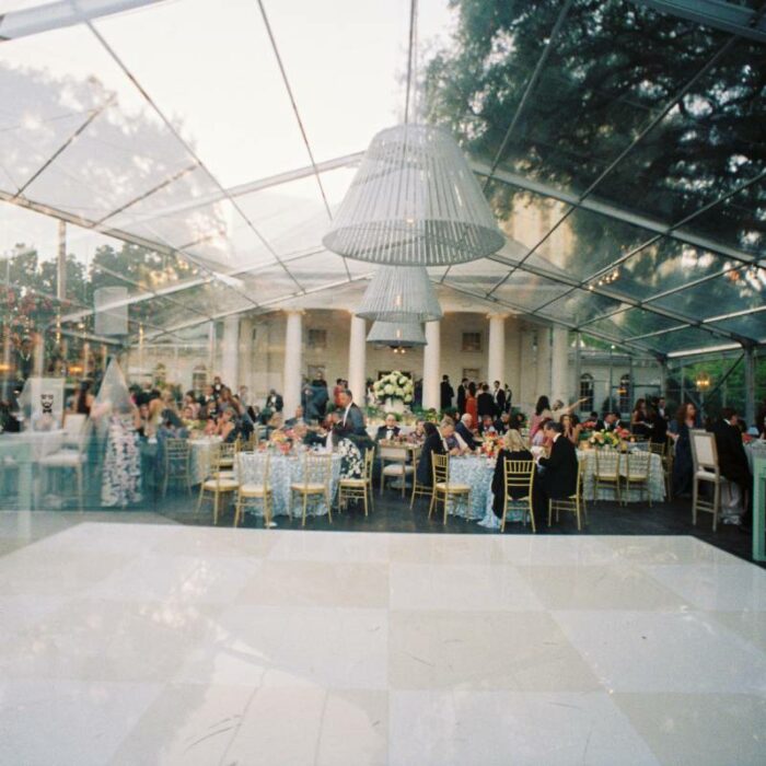 Arlington Hall Tent Bone and White Checkered Dance Floor in High Gloss